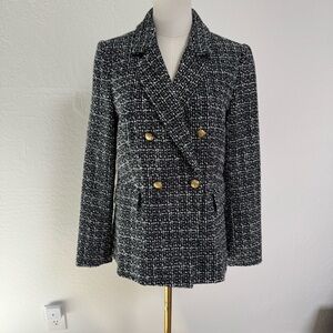 Nanette Lepore Black Tweed Blazer Jacket